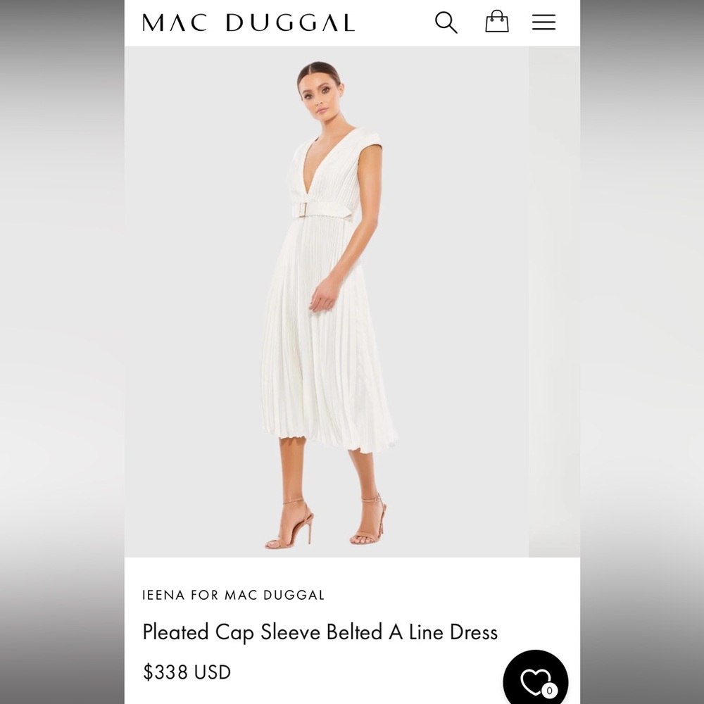 Mac Duggal White Pleated Dress